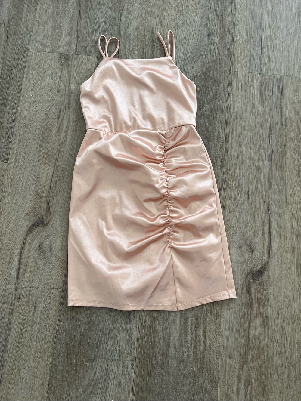 Zaful Pink Satin Ruched Spaghetti Strap Dress for Kids